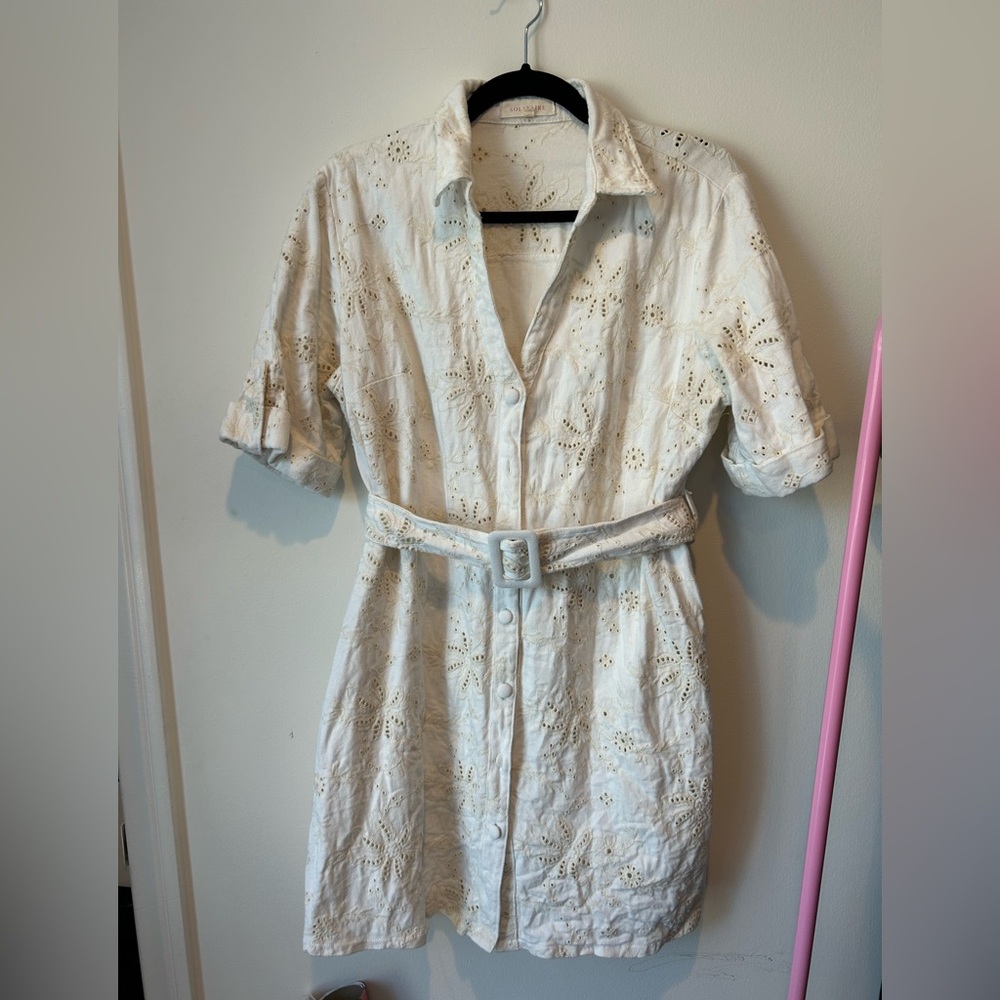 Anthropology Solitaire dress cream eyelet